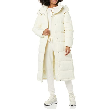 Sustainable Women's Hooded Long-Length Puffer Coat