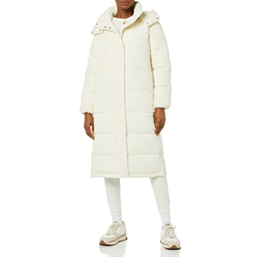 Sustainable Women's Hooded Long-Length Puffer Coat