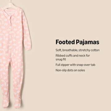 Amazon Essentials x Sofia Grainge Unisex Babies' Snug-Fit Cotton Footed Pajamas, Pack of 2, Pink/Pol...