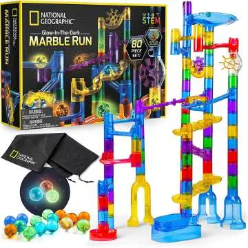 Glowing Marble Run STEM Toy – 80 Pieces with Glow Marbles