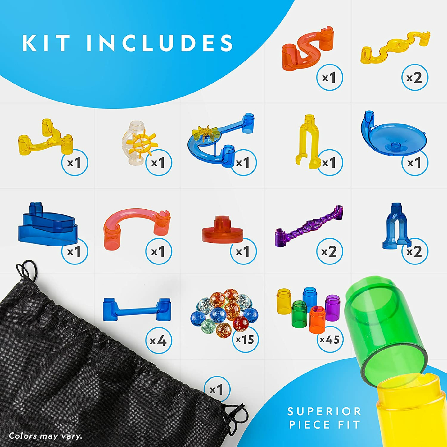 Glowing Marble Run STEM Toy – 80 Pieces with Glow Marbles