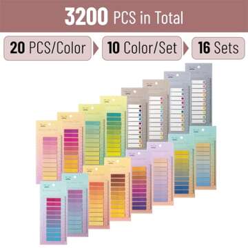 Mr. Pen- Sticky Tabs, 3200 Pcs, Colorful Book Tabs, Transparent Sticky Tabs for Books, Sticky Note T...