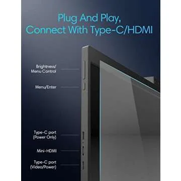 FOPO 12" Triple Portable Monitor - 2022 1080P FHD IPS Attachable Triple Monitor Extender, Triple Screen for Laptop of 13"-16", Compatible with Windows/Mac, Connect with USB-C/HDMI, (Not for M1/M2)