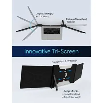 FOPO 12" Triple Portable Monitor - 2022 1080P FHD IPS Attachable Triple Monitor Extender, Triple Screen for Laptop of 13"-16", Compatible with Windows/Mac, Connect with USB-C/HDMI, (Not for M1/M2)