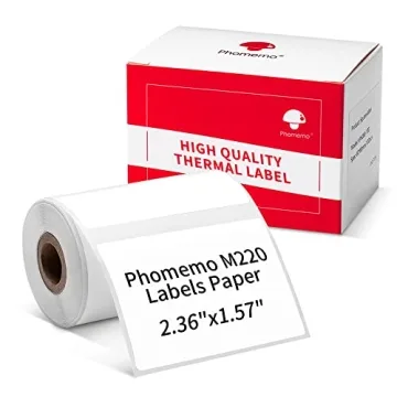 Phomemo 2.35"x 1.57" Thermal Sticker Label Paper - 180 Labels/Roll - Durable and Adhesive