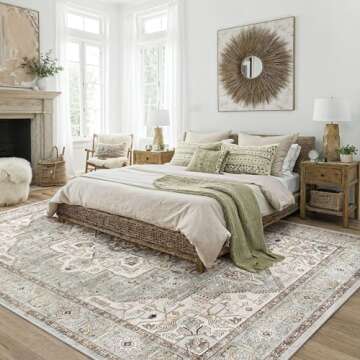 Area Rug 9x12 Washable Vintage - Soft Traditional Rug for Living Room Bedroom Dining Room or Home Of...
