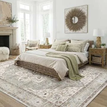 Area Rug 9x12 Washable Vintage - Soft Traditional Rug for Living Room Bedroom Dining Room or Home Of...