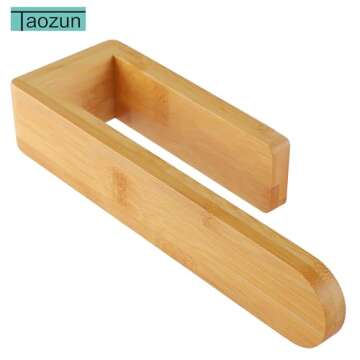 Taozun Towel Holder - Self Adhesive Bamboo Towel Rack, Decorative Natural Wooden Towel Rail for Bath...