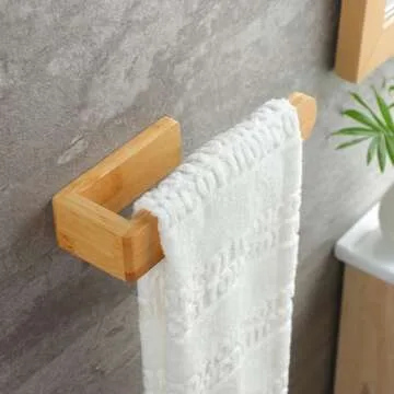Bamboo Towel Holder - Elegant Self-Adhesive Towel Rack