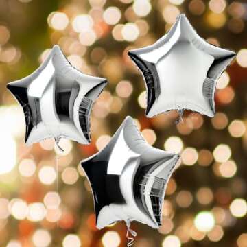 18" Star Balloons Foil Balloons Mylar Balloons Party Decorations Balloons, Silver, 10 Pieces