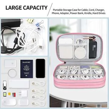 FYY Leather Electronic Organizer - Travel Cord Organizer