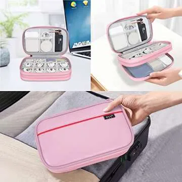 FYY Leather Electronic Organizer - Travel Cord Organizer