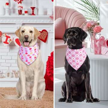 Gofshy Valentine's Dog Bandanas XLarge 1PCS, Triangle Reversible Sweetheart Scarf for Boy and Girl, Love Bibs Accessories for Large and Extra Large Dogs