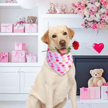 Gofshy Valentine's Dog Bandanas XLarge 1PCS, Triangle Reversible Sweetheart Scarf for Boy and Girl, Love Bibs Accessories for Large and Extra Large Dogs