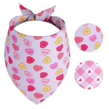 Gofshy Valentine's Dog Bandanas XLarge 1PCS, Triangle Reversible Sweetheart Scarf for Boy and Girl, Love Bibs Accessories for Large and Extra Large Dogs