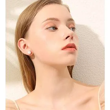 Elegant 12 Pairs Pearl Stud Earrings Set for Women