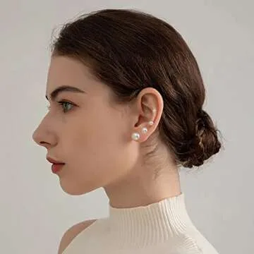 Elegant 12 Pairs Pearl Stud Earrings Set for Women