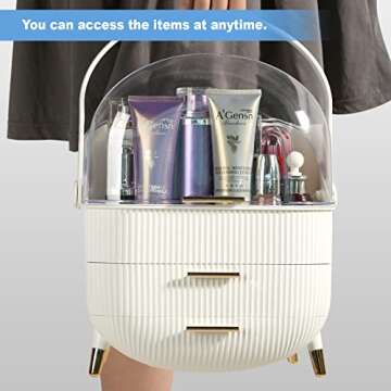 Makeup Organizer,Cosmetics Display Case With 2-Layer Storage Box,Waterproof And Dustproof,Skincare Storage Box (White B)