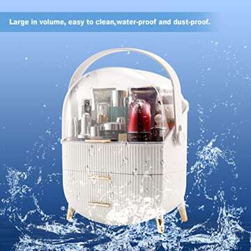 Makeup Organizer,Cosmetics Display Case With 2-Layer Storage Box,Waterproof And Dustproof,Skincare Storage Box (White B)