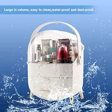 Makeup Organizer,Cosmetics Display Case With 2-Layer Storage Box,Waterproof And Dustproof,Skincare Storage Box (White B)