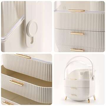 Makeup Organizer,Cosmetics Display Case With 2-Layer Storage Box,Waterproof And Dustproof,Skincare Storage Box (White B)