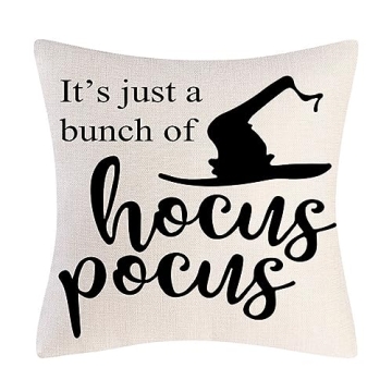 PSDWETS Halloween Decor Throw Pillow Covers Set of 4 Halloween Decorations Hocus Pocus Farmhouse Saying Fall Pillow Covers 18 x 18 Inches for Home Couch