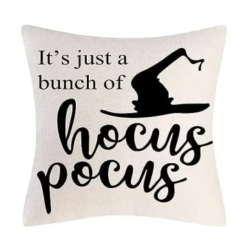 PSDWETS Halloween Decor Throw Pillow Covers Set of 4 Halloween Decorations Hocus Pocus Farmhouse Saying Fall Pillow Covers 18 x 18 Inches for Home Couch