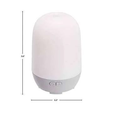 Amazon Basics 100ml Ultrasonic Aromatherapy Essential Oil Diffuser, Light Grey Base, with 7-Color Night Light