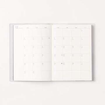 MUJI 2020 Fine Paper Schedule Note A6 Size (4.1 x 5.8 in) Monthly/Weekly Notebook White Gray Beginning from December 2019