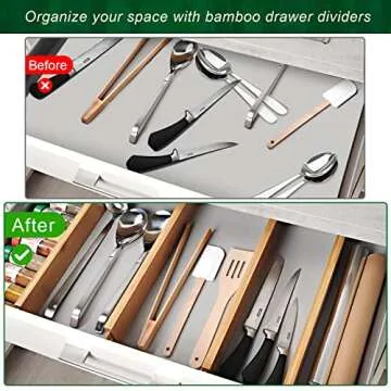 Adjustable Bamboo Drawer Dividers - Organize Your Space