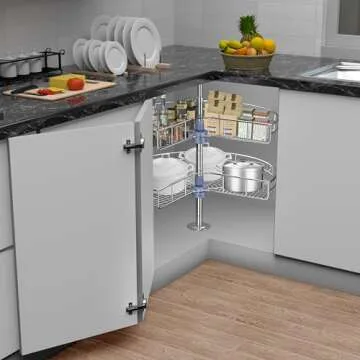 JOWBOOW Kidne Corner Cabinet Lazy Susan - Turntable for Kitchen, Adjustable Height Chrome Replacement Shelves for Kitchen Corner Cabinet (Cannot be Door-Mounted)