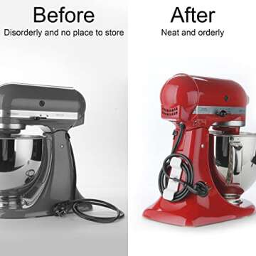 RORBAM Cord Organizer for Kitchen Appliances,Cord Holder Cable Organizer for Household Appliances,Cable Keeper for Kitchen Stand Mixers, Coffee Maker, Pressure Cooker & Air Fryer (2 Pack, White)