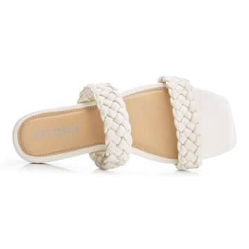 FITORY Womens Flat Sandals Fashion Round Open Toe Slip On Slides with Braided Strap Slippers for Summer Size 6-11