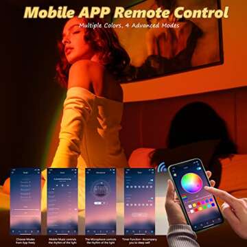 Sunset Lamp Projection with Remote Control - Endless Colors Sunset Projector Lights LED APP Floor Lamp - Multiple Colors Night Light for Christmas Gifts, Home, Photography, Party, Bedroom