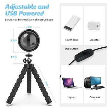 Sunset Lamp Projection with Remote Control - Endless Colors Sunset Projector Lights LED APP Floor Lamp - Multiple Colors Night Light for Christmas Gifts, Home, Photography, Party, Bedroom