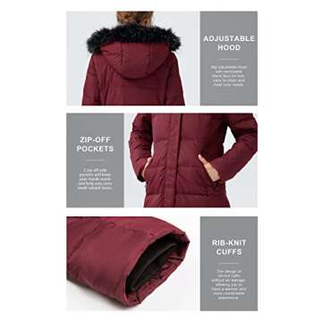 Orolay Women's Quilted Down Jacket Winter Long Coat Hooded Stand Collar Parka Green S