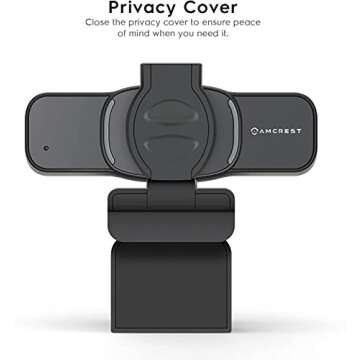 Amcrest 1080P Webcam with Microphone & Privacy Cover, Web Cam USB Camera, Computer HD Streaming Webcam for PC Desktop & Laptop w/Mic, Wide Angle Lens & Large Sensor for Superior Low Light (AWC201-B)