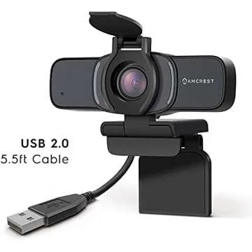 Amcrest 1080P Webcam with Microphone & Privacy Cover, Web Cam USB Camera, Computer HD Streaming Webcam for PC Desktop & Laptop w/Mic, Wide Angle Lens & Large Sensor for Superior Low Light (AWC201-B)