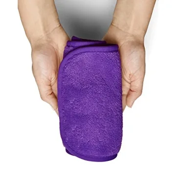 Miracle FACE ERASE Makeup Remover Cloth 2-Pack – Reusable Microfiber Face Cloths with 6 Hair Ties – Use With Water – Washable, Sensitive Skin Friendly Makeup Eraser (2 Count, Purple)