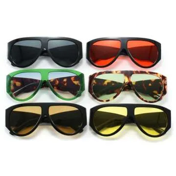Vintage Oversized Pilot Sunglasses Women For Men Shades Big Frame Windproof Popular Punk Sun Glasses UV400 (leopard green)