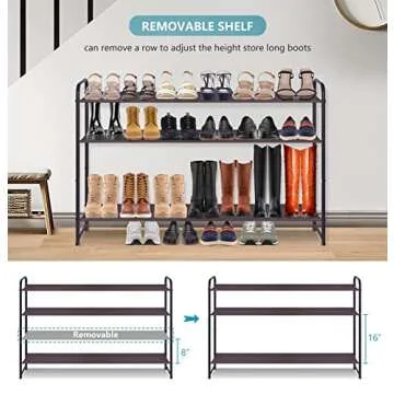 AOODA 4 Tier Long Shoe Racks for Bedroom Closet Wide Shoe Storage Organizer Stackable Boot Shelf for 30 Pairs Sneakers (Bronze)