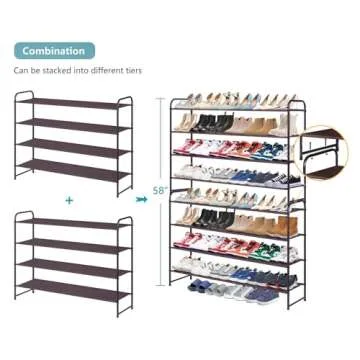 AOODA 4 Tier Long Shoe Racks for Bedroom Closet Wide Shoe Storage Organizer Stackable Boot Shelf for 30 Pairs Sneakers (Bronze)