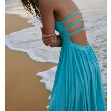 R.Vivimos Womens Summer Boho Sexy Backless Long Dresses