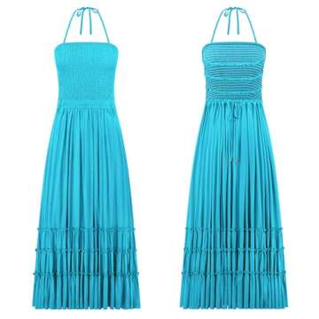 R.Vivimos Womens Summer Boho Sexy Backless Long Dresses