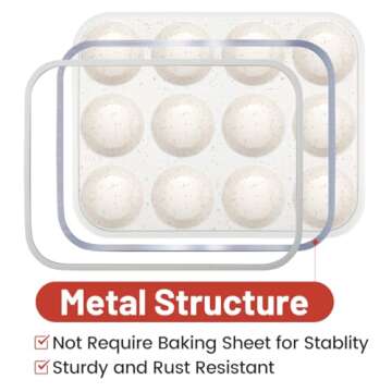 CAKETIME Silicone Muffin Pan, Metal Reinforced Frame Regular Size Cupcake Pan Easy to Move Muffin Pans Nonstick 12 Cups for Baking (2)