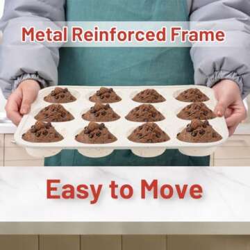 CAKETIME Silicone Muffin Pan, Metal Reinforced Frame Regular Size Cupcake Pan Easy to Move Muffin Pans Nonstick 12 Cups for Baking (2)