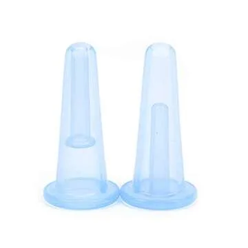 Enshey 4 Pcs Blue Silicone Cupping Tools Set -Face Set Deep Face Neck Facial Lifting Massage Vaccum Body Facial Therapy