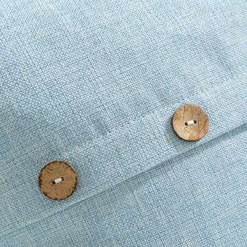 Meekio Set of 2 Light Blue Square Pillow Covers 18 x 18 Farmhouse Linen Pillow Covers with Coconut Buttons for Sofa Couch Living Room Bedroom Farmhouse Décor for The Home Housewarming Gifts