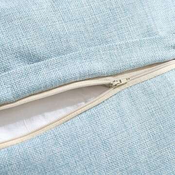 Meekio Set of 2 Light Blue Square Pillow Covers 18 x 18 Farmhouse Linen Pillow Covers with Coconut Buttons for Sofa Couch Living Room Bedroom Farmhouse Décor for The Home Housewarming Gifts