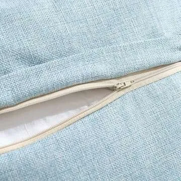 Meekio Set of 2 Light Blue Square Pillow Covers 18 x 18 Farmhouse Linen Pillow Covers with Coconut Buttons for Sofa Couch Living Room Bedroom Farmhouse Décor for The Home Housewarming Gifts